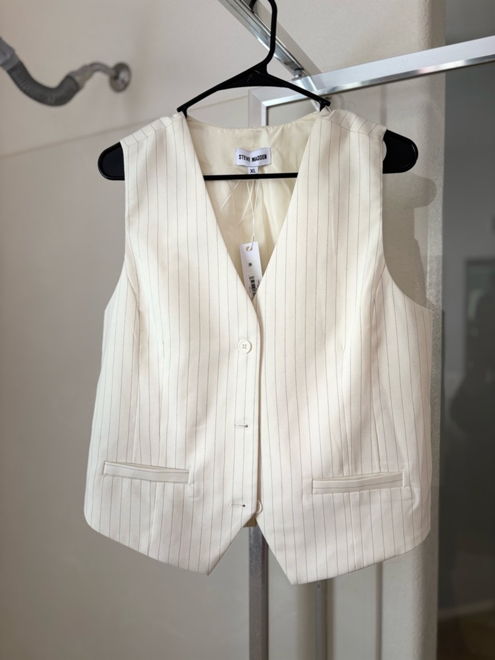 Steve Madden Cream Pinstripe Vest